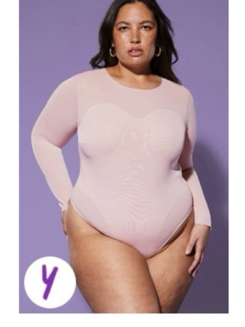 YITTY Pale Pink Long-Sleeve Seamless Bodysuit